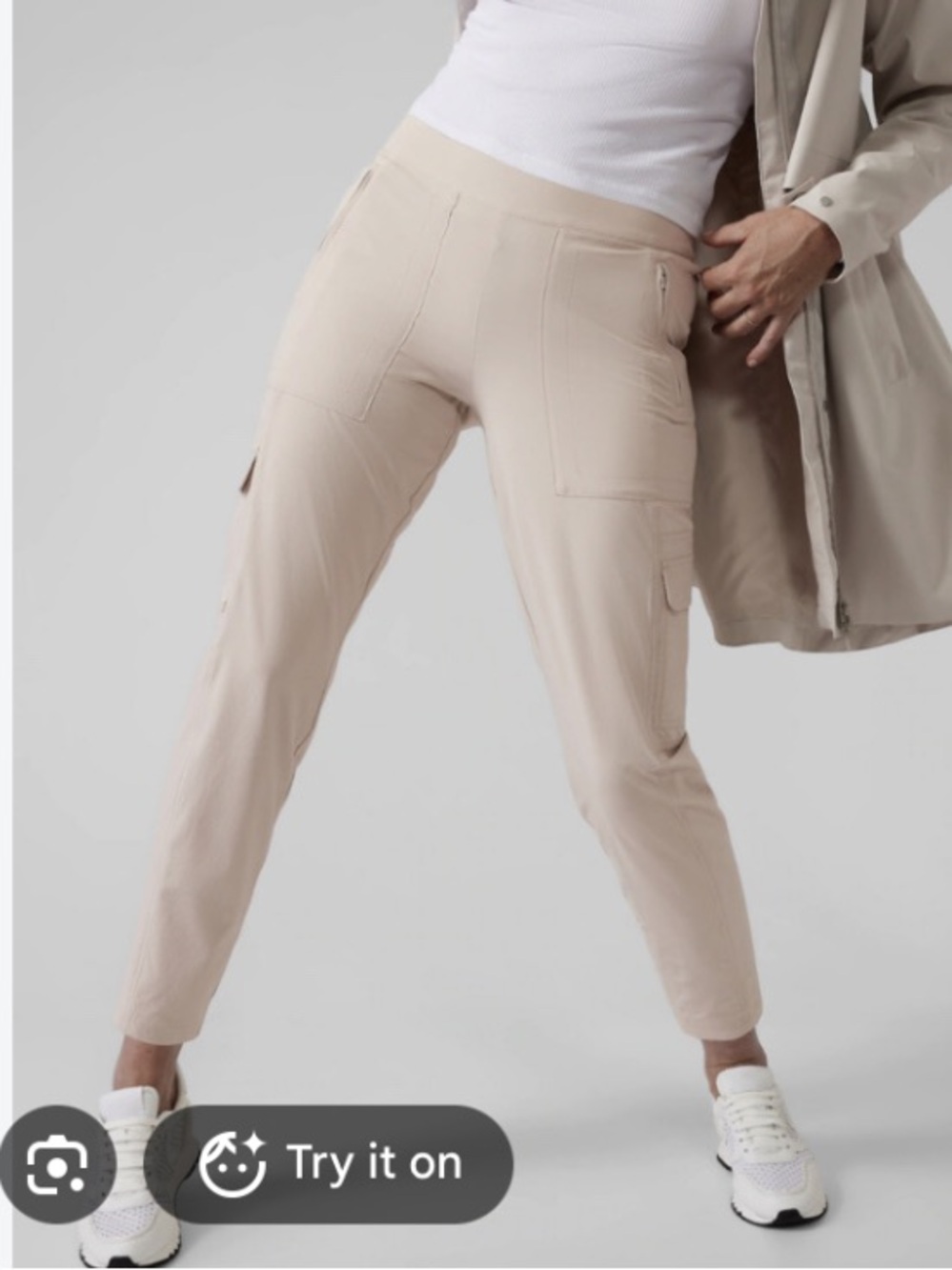 Athleta Slim Cargo Ankle Pants — Beige